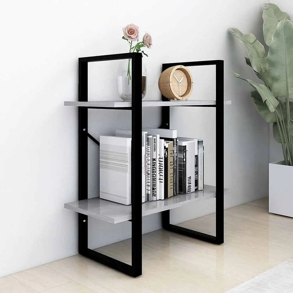 2TierShelvingUnitEngineeredWoodGreyStorageDisplayShelfModernHome60cmx30cmx70cm