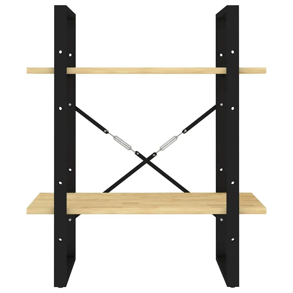 2 Tier Bookshelf Brown Solid Pine Wood Storage Display Cabinet 60cm Width 30cm Depth 70cm Height