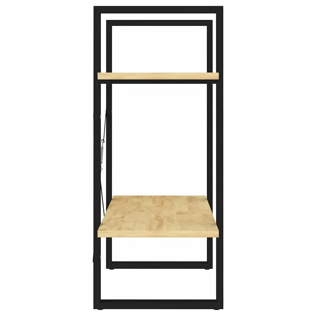 2 Tier Bookshelf Brown Solid Pine Wood Storage Display Cabinet 60cm Width 30cm Depth 70cm Height
