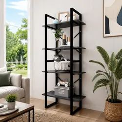 Functional 4-Tier Grey Bookcase for Every Room
