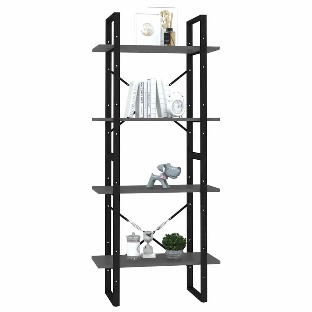 4-Tier Book Cabinet Engineered Wood 60x30x140cm Grey