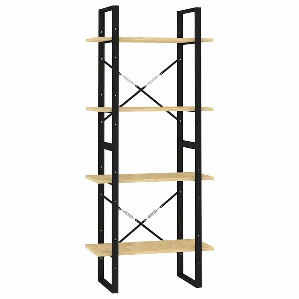 4-Tier Shelving Unit Book Cabinet Brown Solid Pine Wood Storage 60x30x140cm