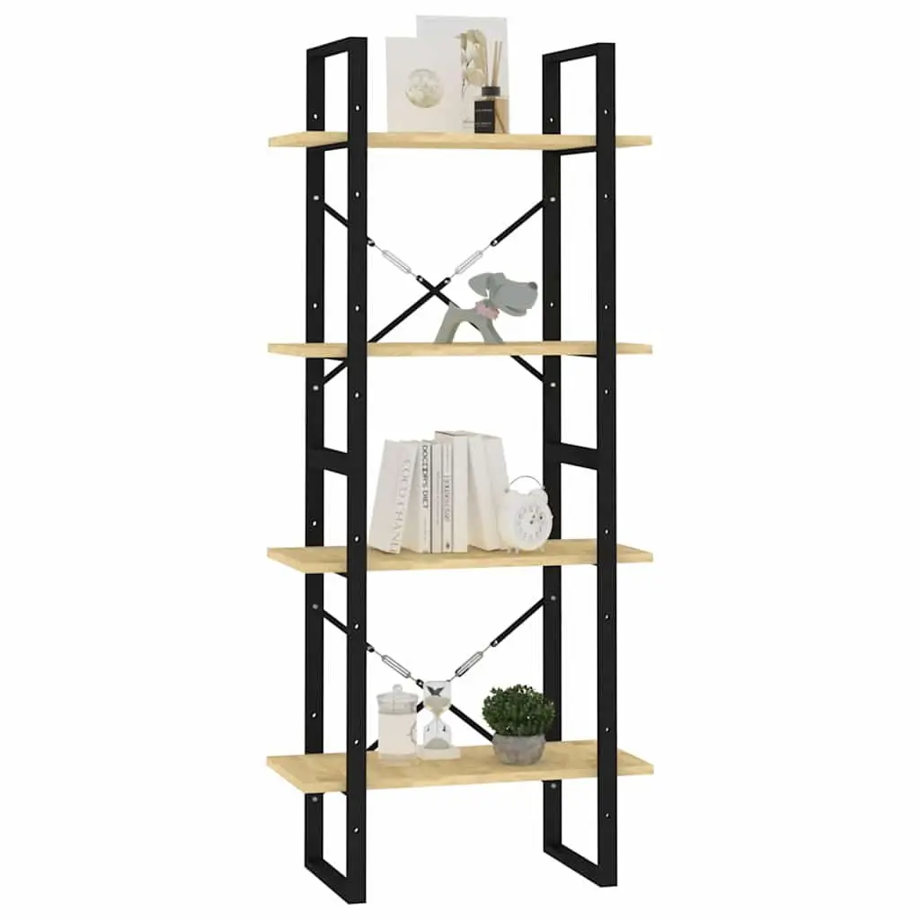 4-Tier Shelving Unit Book Cabinet Brown Solid Pine Wood Storage 60x30x140cm