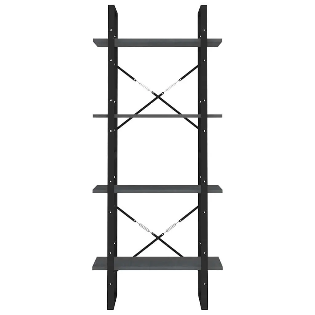 4-Tier Book Cabinet Grey Solid Pine Wood Bookshelf Storage Shelving Unit