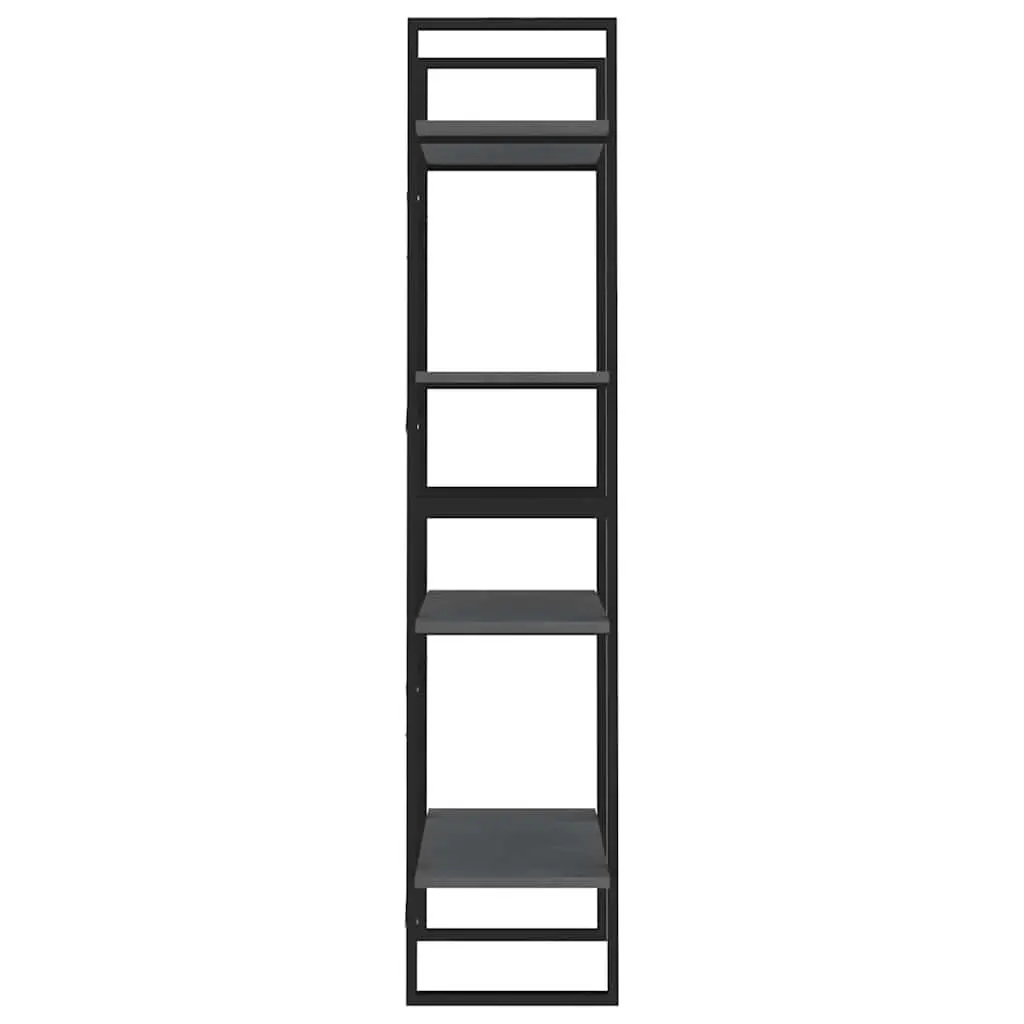 4-Tier Book Cabinet Grey Solid Pine Wood Bookshelf Storage Shelving Unit