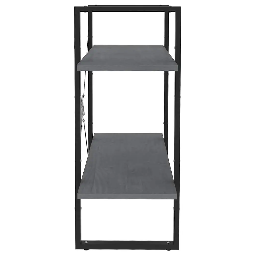 2-Tier Book Cabinet Grey Shelving Unit Storage Bookcase Standing Shelf