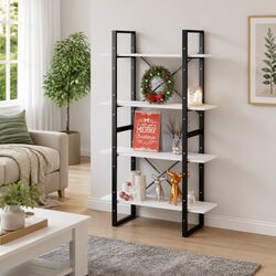 4-Tier White Book Cabinet Shelving Unit Storage Display Bookcase 80x30x140cm