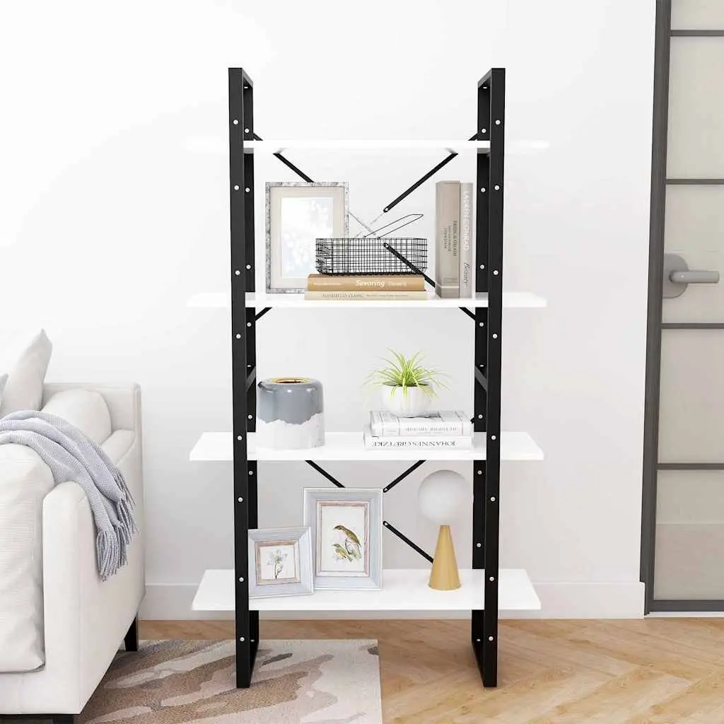 4-Tier White Book Cabinet Shelving Unit Storage Display Bookcase 80x30x140cm