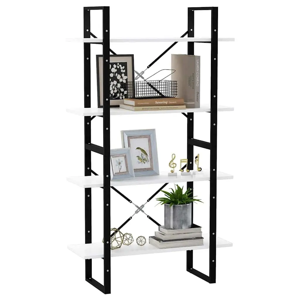 4-Tier White Book Cabinet Shelving Unit Storage Display Bookcase 80x30x140cm