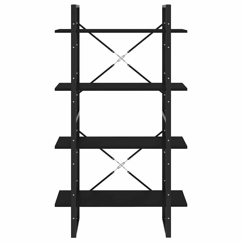 4-Tier Book Cabinet Black Engineered Wood Bookshelf Storage Display Stand Shelf