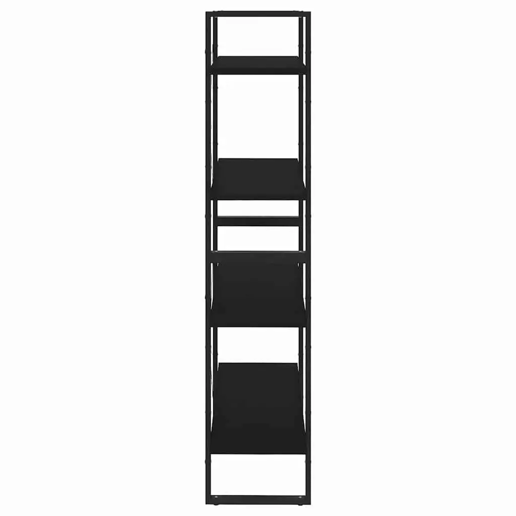 4-Tier Book Cabinet Black Engineered Wood Bookshelf Storage Display Stand Shelf