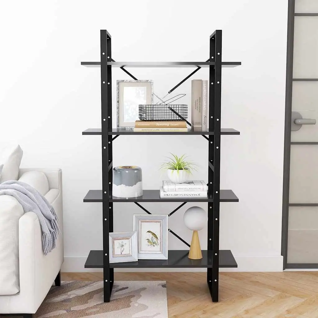 4-Tier Book Cabinet Grey Shelving Storage Unit Standing Bookcase Display Shelf