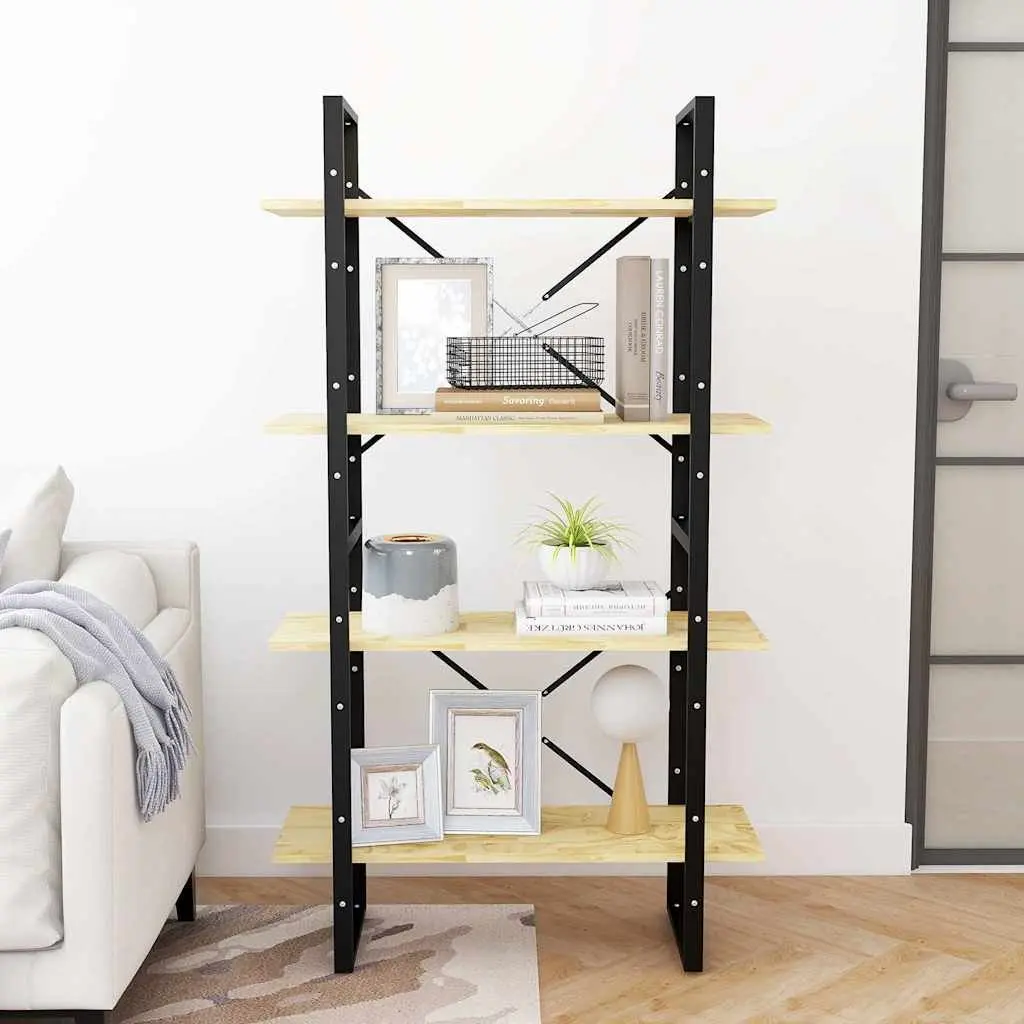 4-Tier Book Cabinet Pine Wood 80x30x140 cm Brown Bookshelf Storage