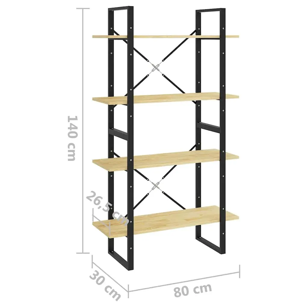 4-Tier Book Cabinet Pine Wood 80x30x140 cm Brown Bookshelf Storage