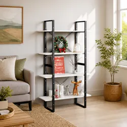 Versatile 4-Shelf White Book Cabinet