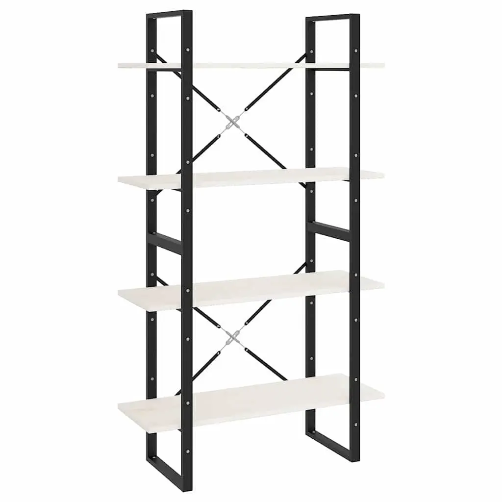 4-Tier Book Cabinet Solid Pine Wood 80W x 30D x 140H cm White Bookshelf Storage Shelving Unit