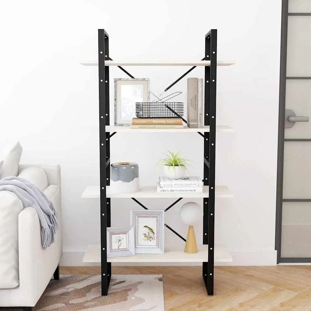 4-Tier Book Cabinet Solid Pine Wood 80W x 30D x 140H cm White Bookshelf Storage Shelving Unit