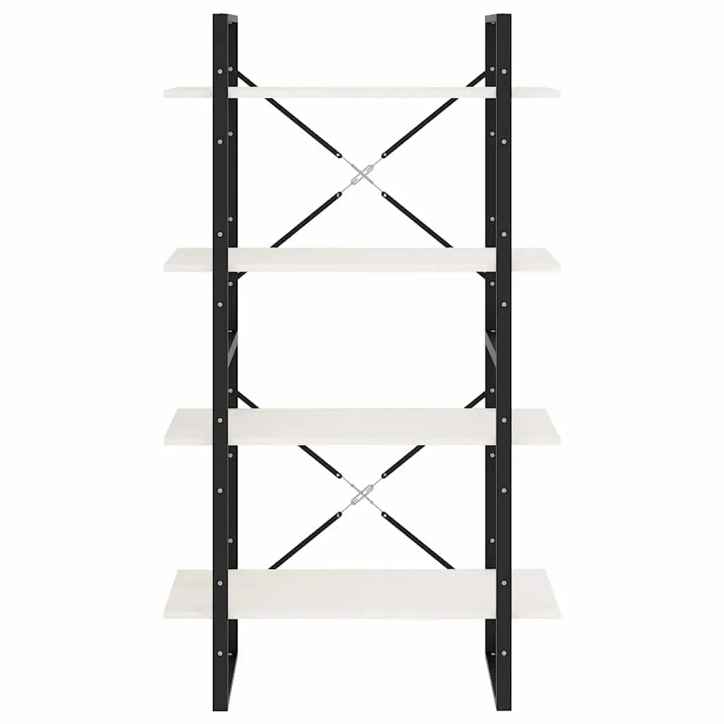 4-Tier Book Cabinet Solid Pine Wood 80W x 30D x 140H cm White Bookshelf Storage Shelving Unit