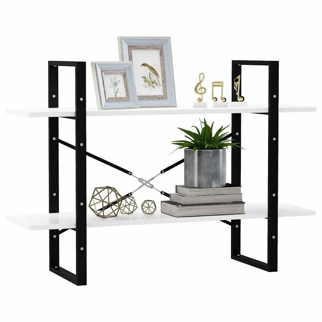 2-Tier Book Cabinet White Standing Shelves Storage Unit Home Decor 100x30x70cm