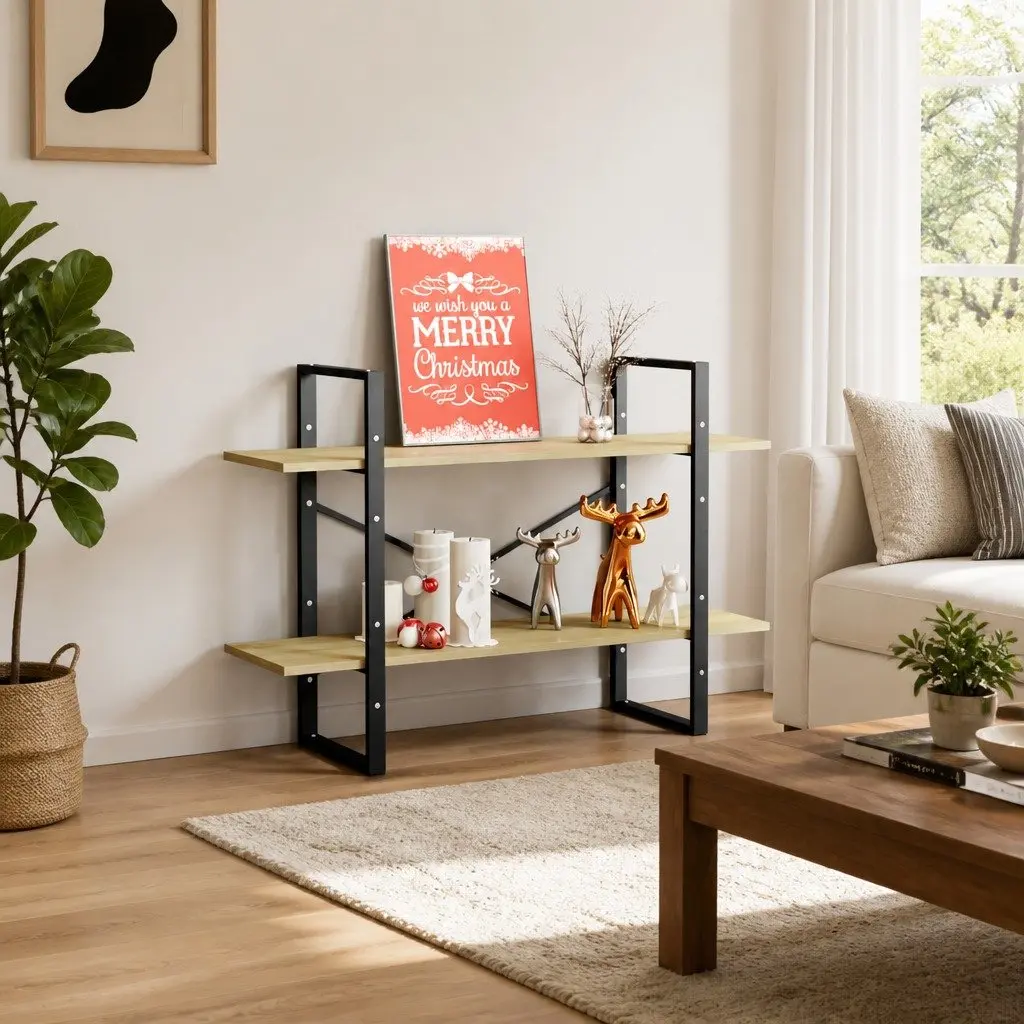 2-Tier Book Cabinet Engineered Wood 100x30x70 cm Brown Sonoma Oak
