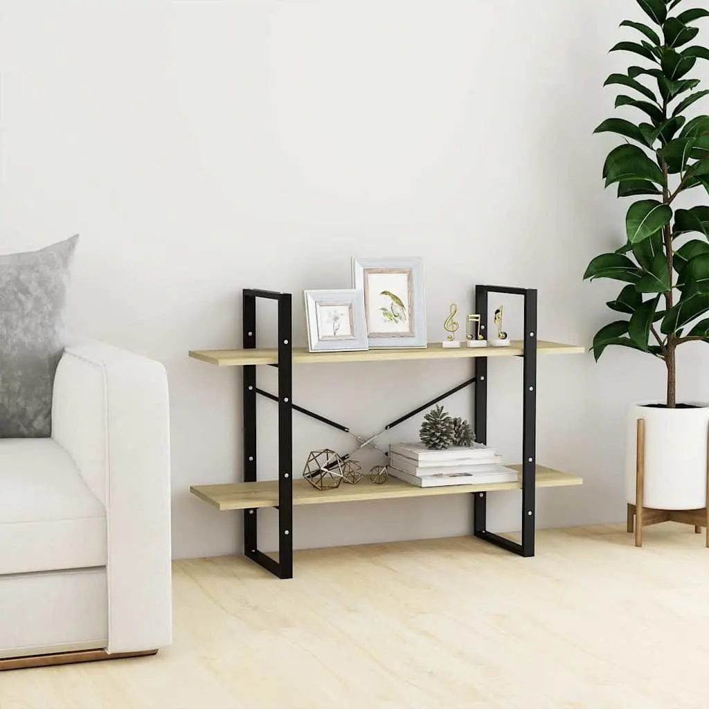 2-Tier Book Cabinet Engineered Wood 100x30x70 cm Brown Sonoma Oak