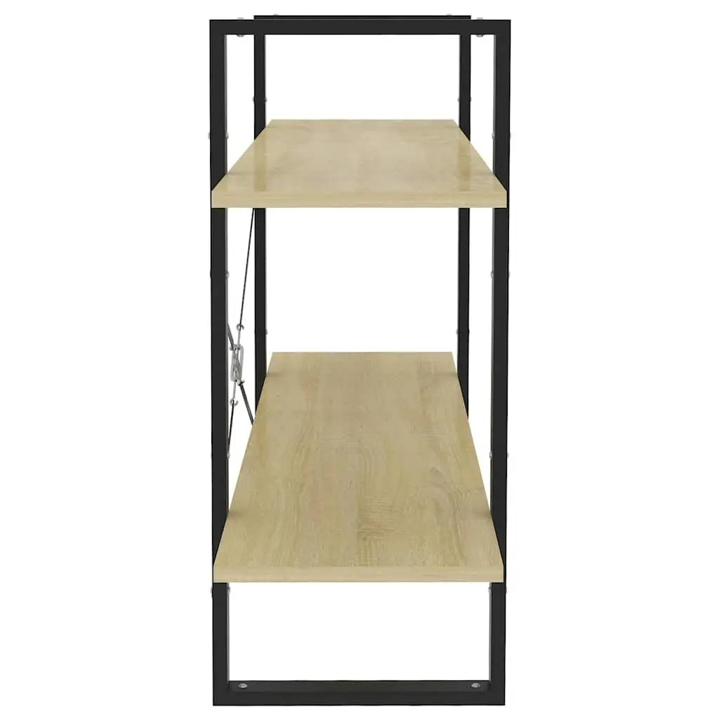 2-Tier Book Cabinet Engineered Wood 100x30x70 cm Brown Sonoma Oak
