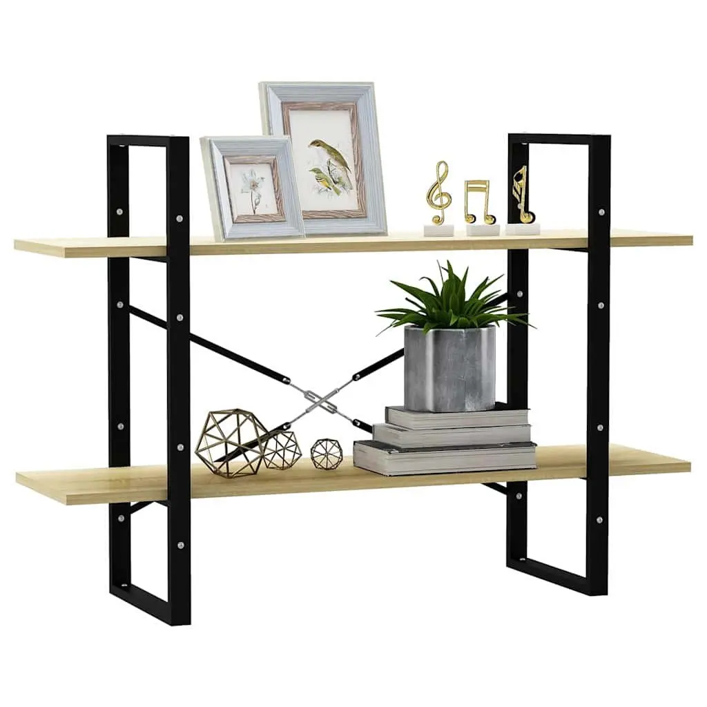 2-Tier Book Cabinet Engineered Wood 100x30x70 cm Brown Sonoma Oak