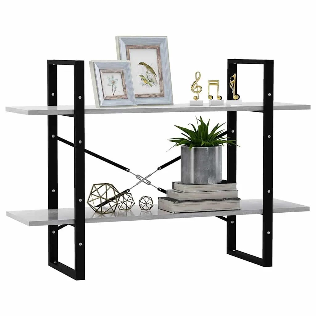 Book Cabinet 2-Tier Storage Shelving Unit Grey 100x30x70 cm Standing Bookshelf