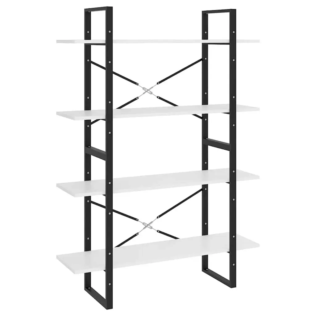 4-Tier Book Cabinet Engineered Wood 100cm White Bookshelf Storage Display Stand Shelf
