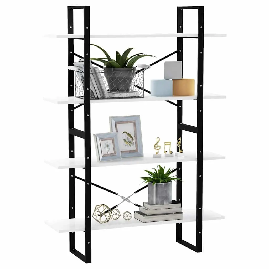 4-Tier Book Cabinet Engineered Wood 100cm White Bookshelf Storage Display Stand Shelf
