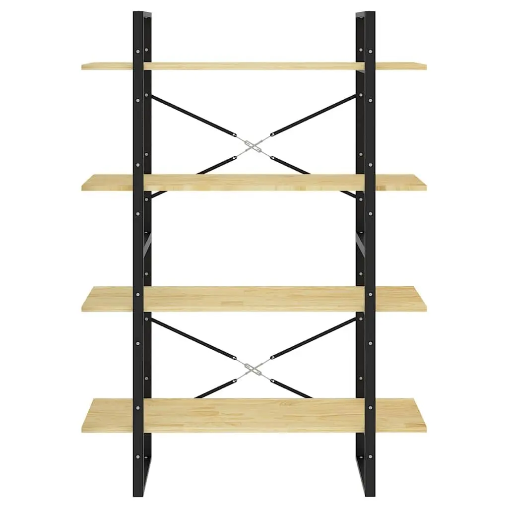 Solid Pine Wood Book Cabinet Brown 4 Tier 100cm Wide 30cm Deep 140cm High Storage Shelving Unit