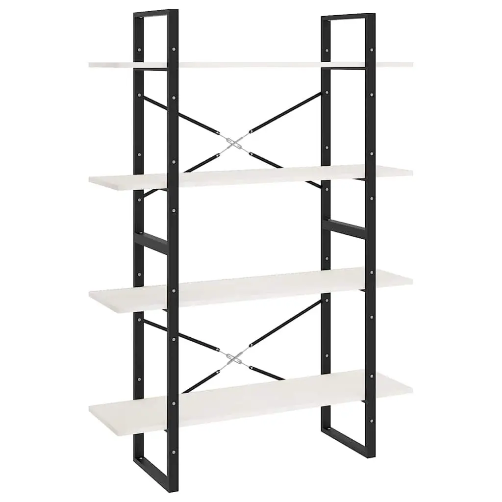 4-Tier Book Cabinet White Solid Pine Wood Standing Shelf Storage Display Unit
