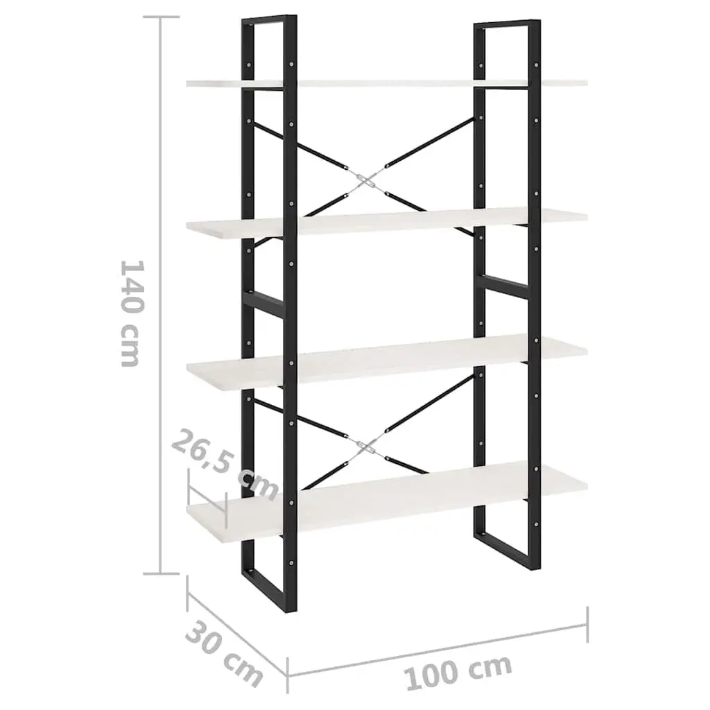 4-Tier Book Cabinet White Solid Pine Wood Standing Shelf Storage Display Unit