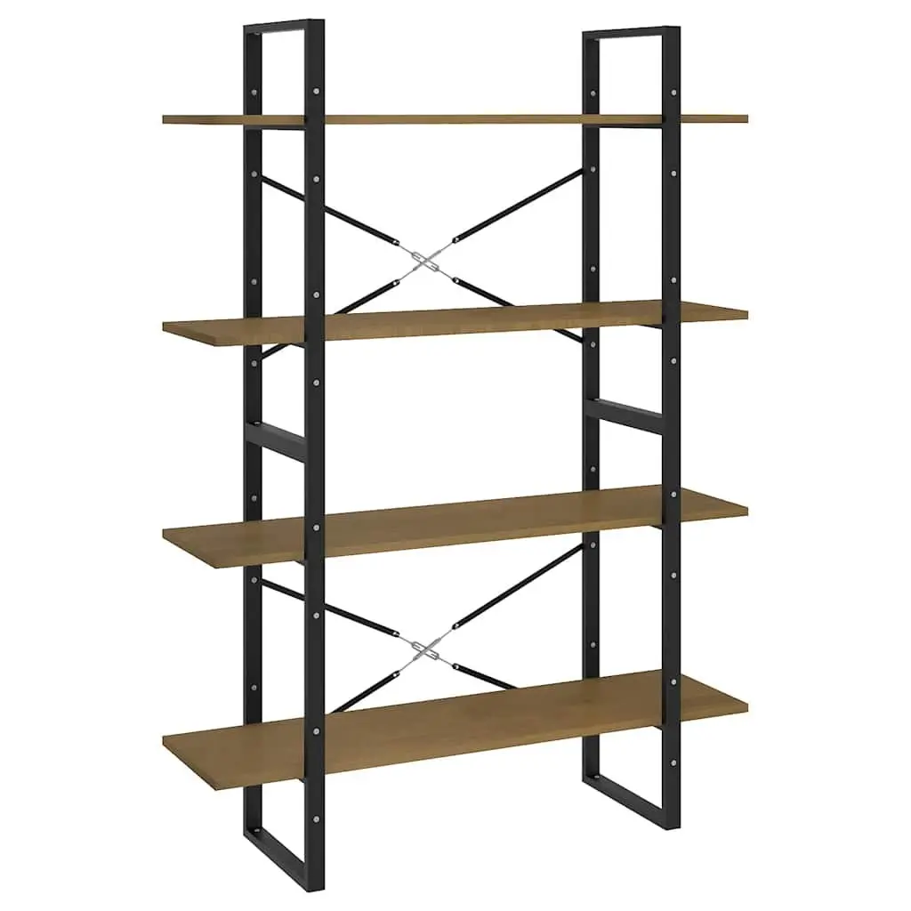 Solid Pine Wood 4 Shelf Book Cabinet Brown Storage Unit Bookshelf