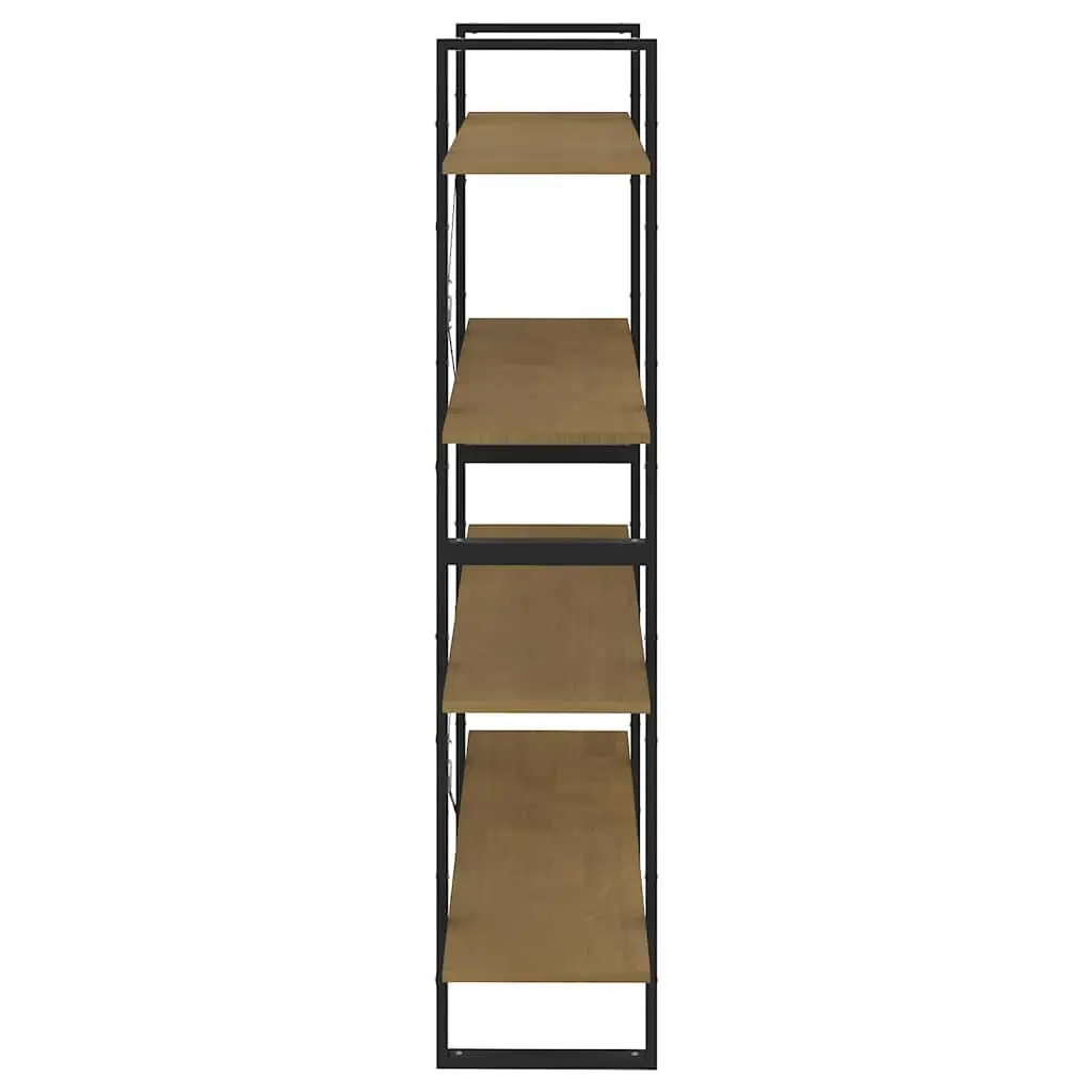 Solid Pine Wood 4 Shelf Book Cabinet Brown Storage Unit Bookshelf