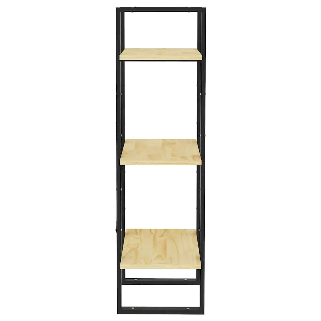 3-Tier Solid Pinewood Book Cabinet Shelving Unit Storage Display Brown
