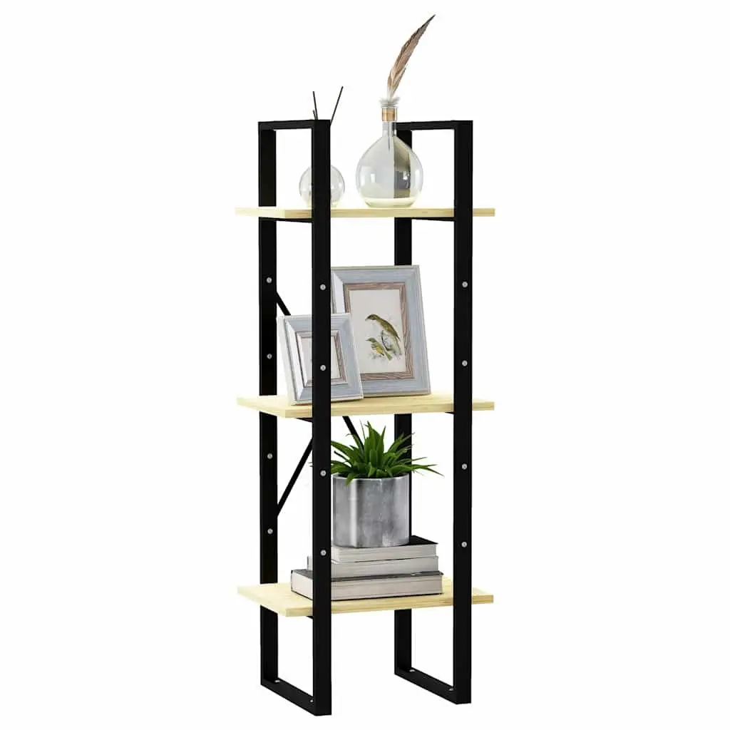 3-Tier Solid Pinewood Book Cabinet Shelving Unit Storage Display Brown