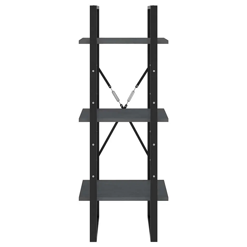 3-Tier Book Cabinet Grey Wooden Shelving Unit Standing Display Storage Bookcase