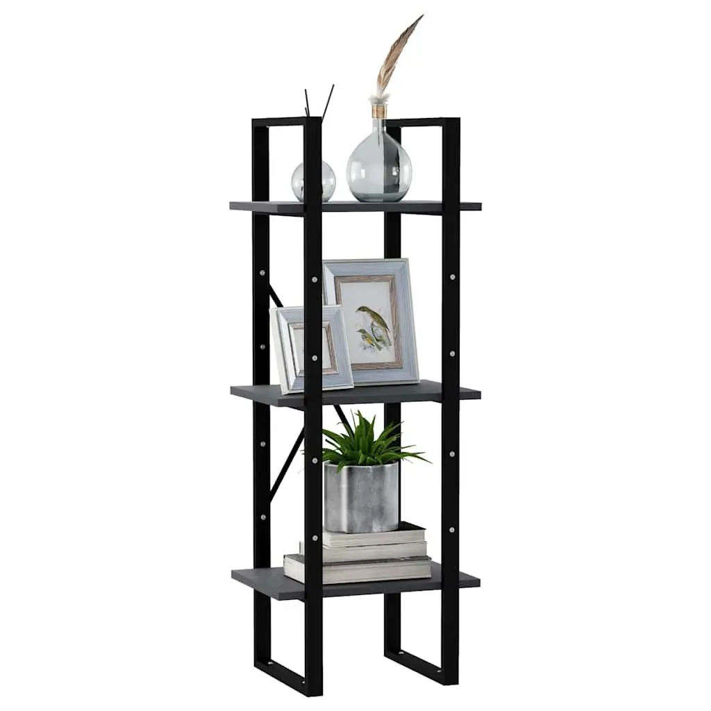 3-Tier Book Cabinet Grey Wooden Shelving Unit Standing Display Storage Bookcase