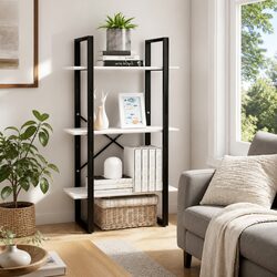 Storage Shelf White Solid Pine Wood Bookcase Display Stand Living Room Kitchen