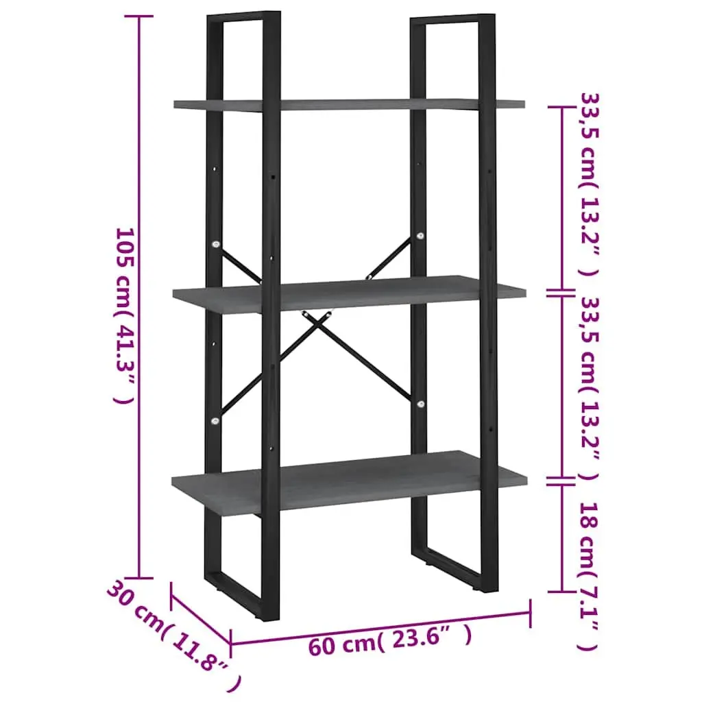Grey Storage Shelf 60x30x105 cm for Home Use