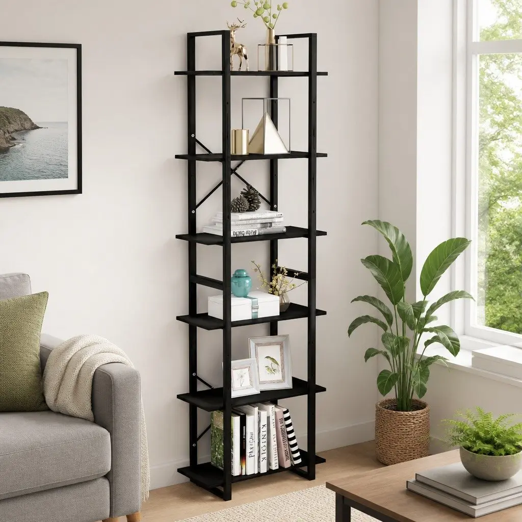 Storage Shelf 60x30x210 cm Bookcase Display Stand Shelving Unit Black