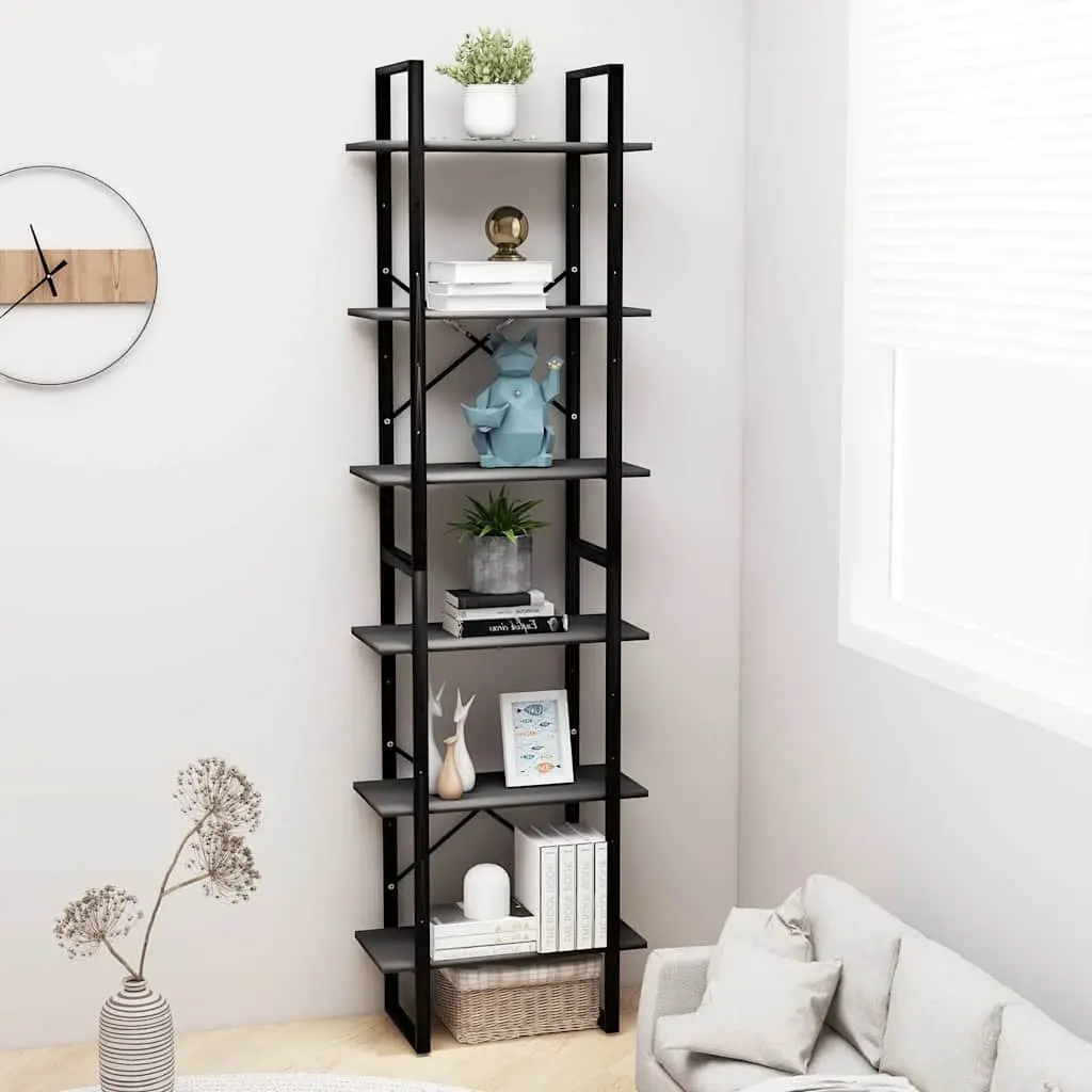 Storage Shelf Grey Standing Bookcase Shelving Unit for Home Kitchen Living Room