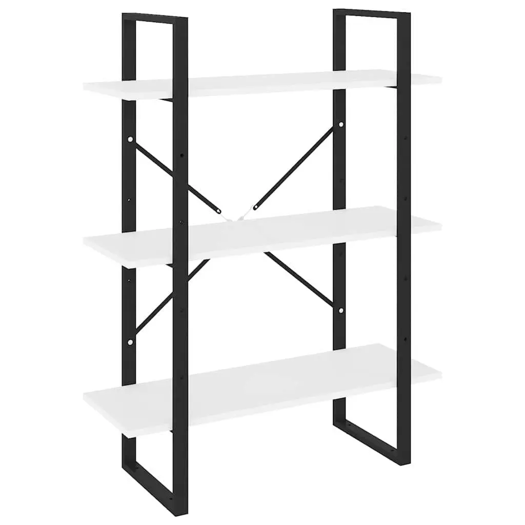 Book Cabinet Engineered Wood and Metal Frame 80 x 30 x 105 cm White