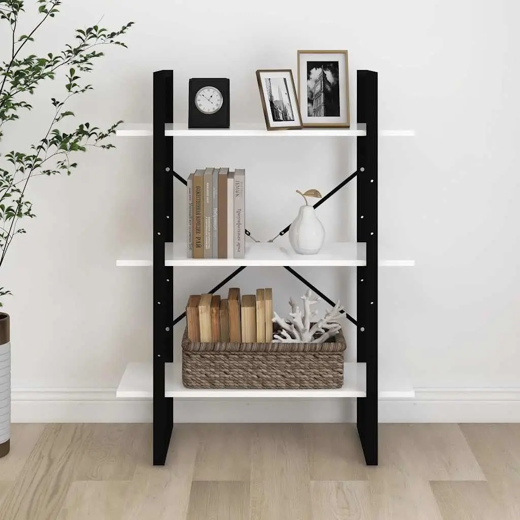 Book Cabinet Engineered Wood and Metal Frame 80 x 30 x 105 cm White