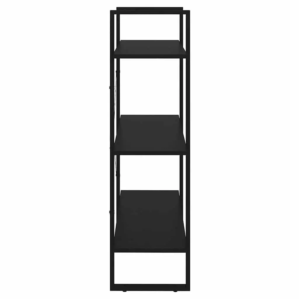 Bookcase Engineered Wood and Metal Frame 3 Shelf Black Storage Unit
