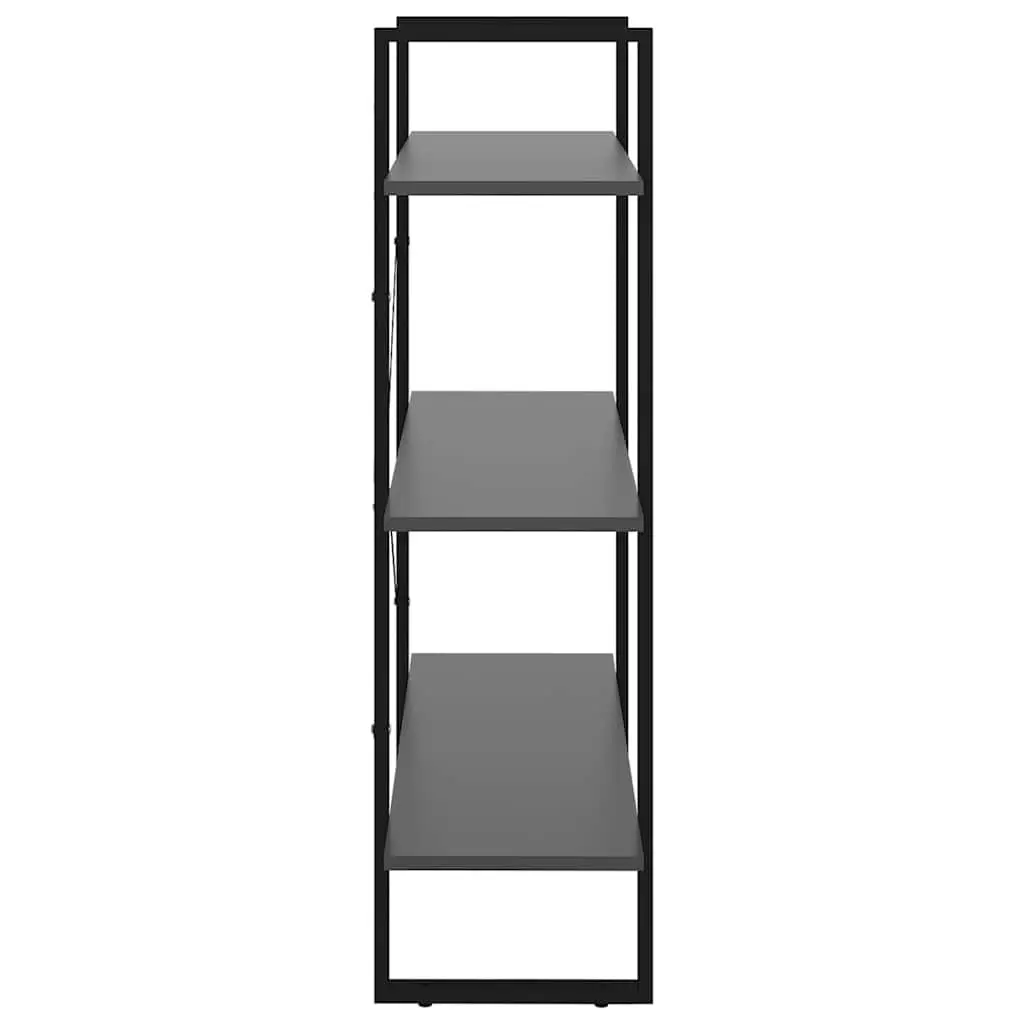 Book Cabinet Engineered Wood and Metal Frame 80W x 30D x 105H cm Grey Storage Shelving Unit