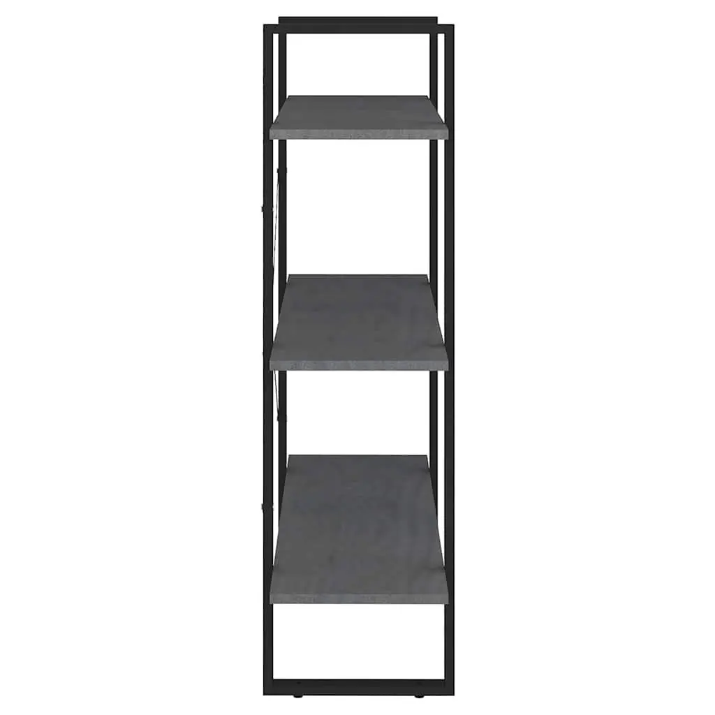 Wooden Book Cabinet Grey Solid Pine 3 Tier Storage Display Unit
