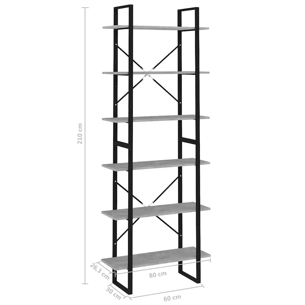 High Cabinet Grey Storage Bookcase Shelving Unit Engineered Wood Industrial Look