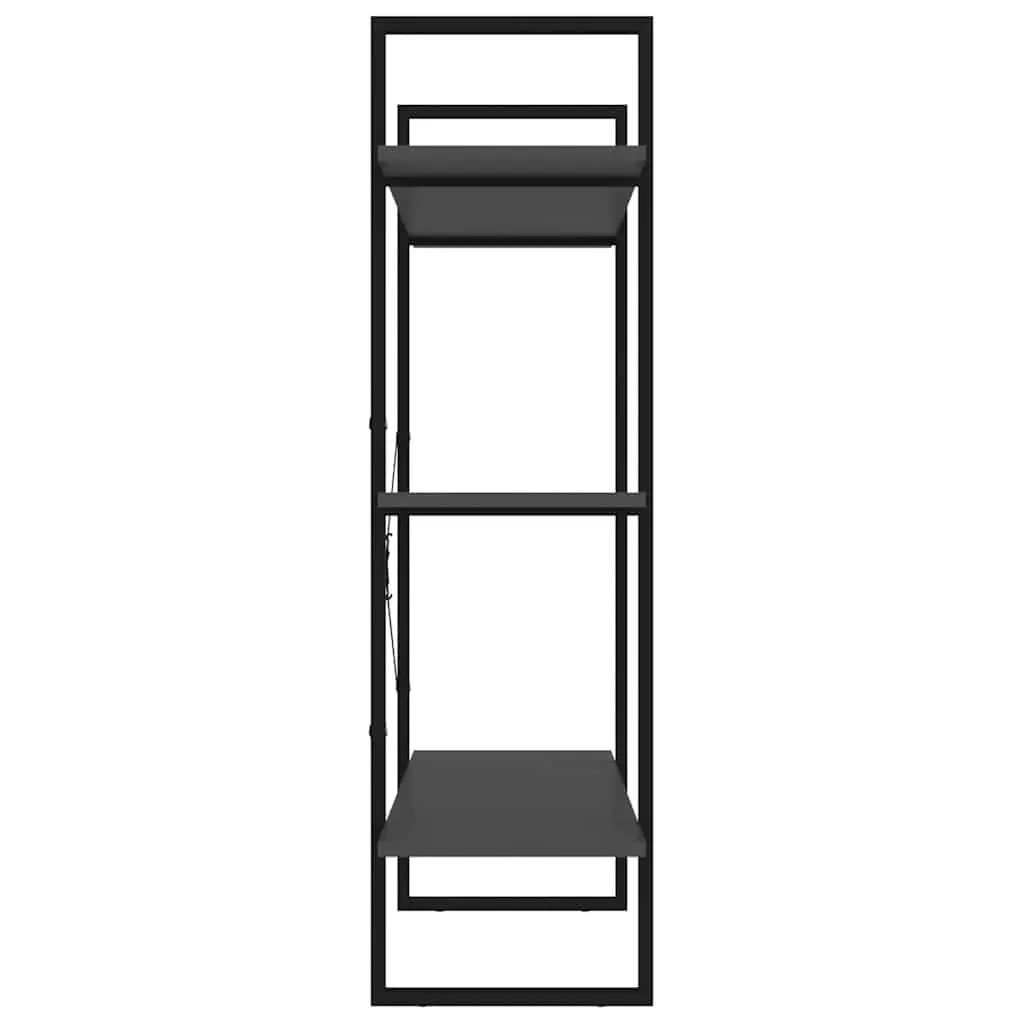 Book Cabinet Engineered Wood Metal Frame 3 Shelf Grey Modern Industrial